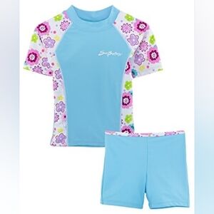 Sunbusters Girls 8/10 UV UPF50+ 2-Piece Fitted Rash Swim Set NWT